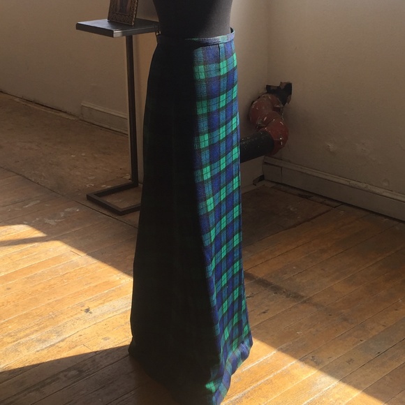 Plaid Blue/Green Maxi-Long Skirt. - Picture 4 of 5